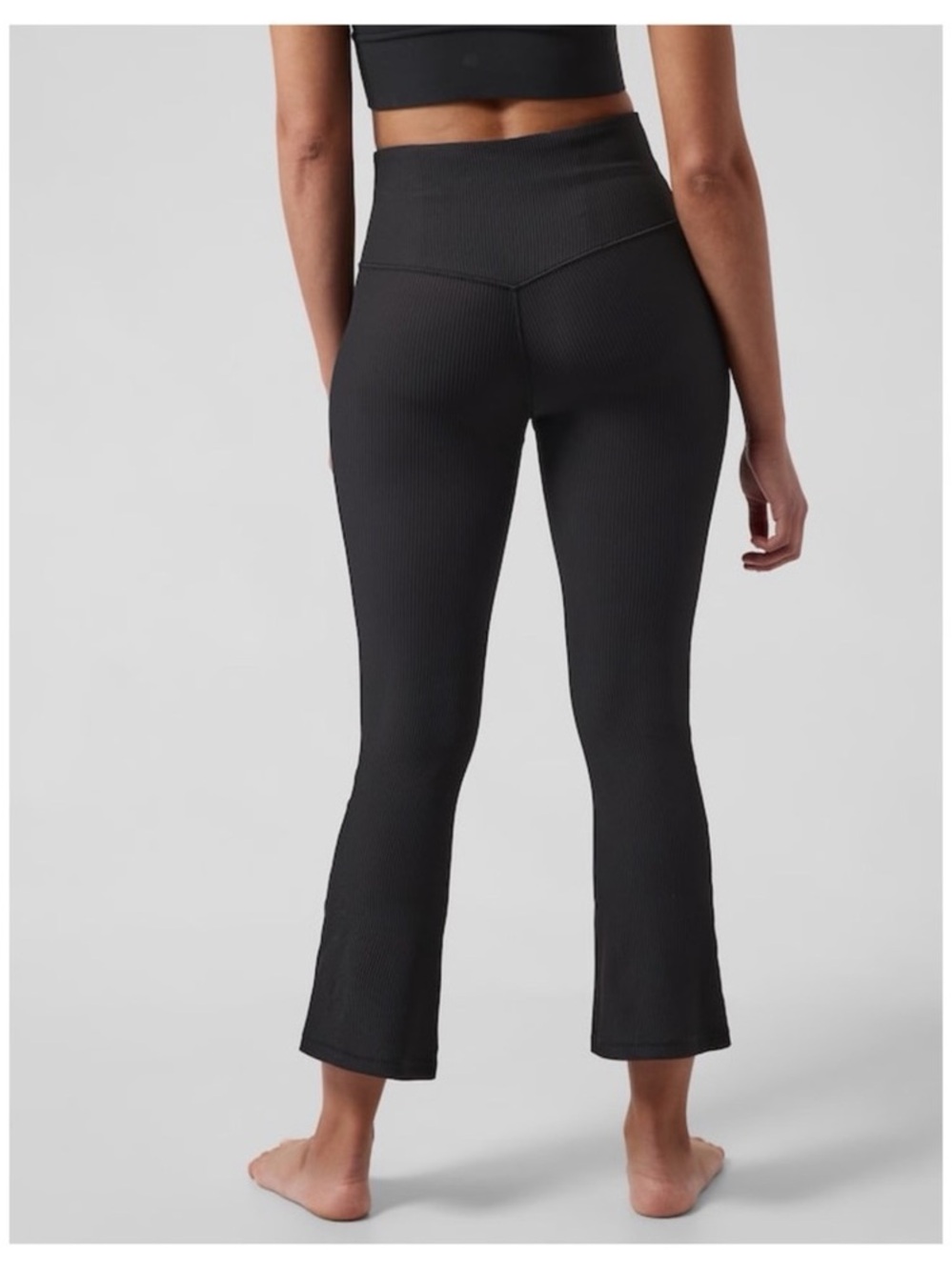 Athleta Elation Rib Crop Flare Leggings in Black Size Medium - Picture 2 of 10